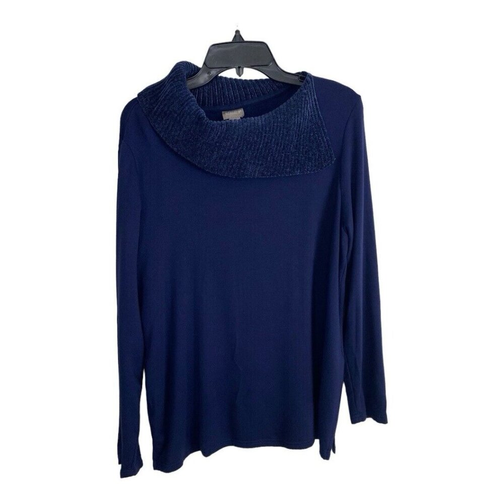 Chicos Womens Shirt Sweater Adult Size 2=Large Ribbed Envelope Neck Long Sleeve